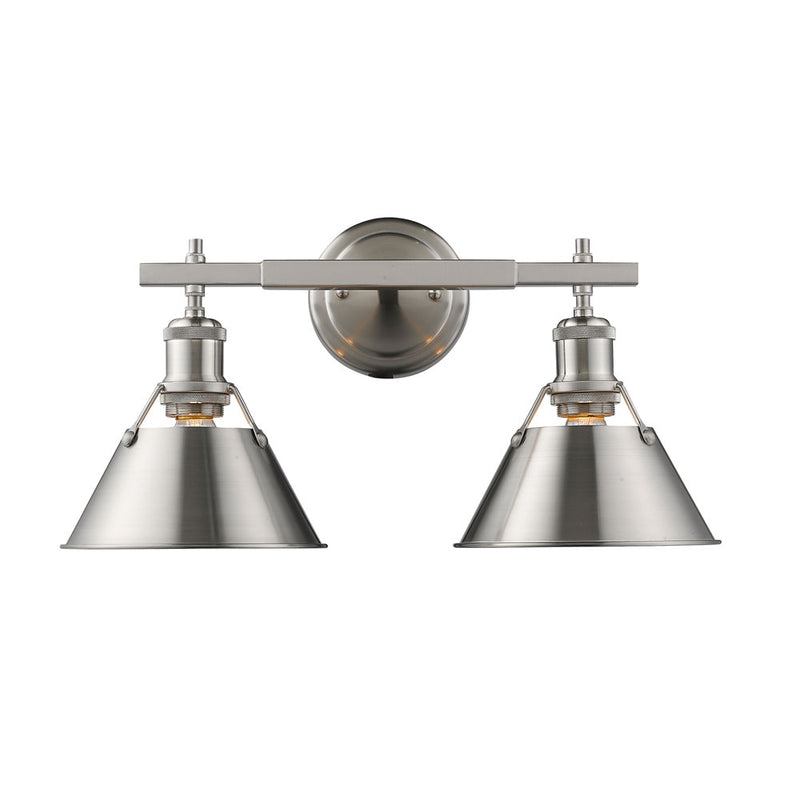 Golden 3306-BA2 PW-PW Two Light Bath Vanity, Pewter