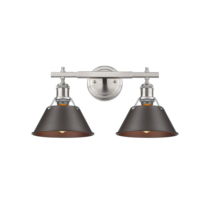 Golden 3306-BA2 PW-RBZ Two Light Bath Vanity, Pewter