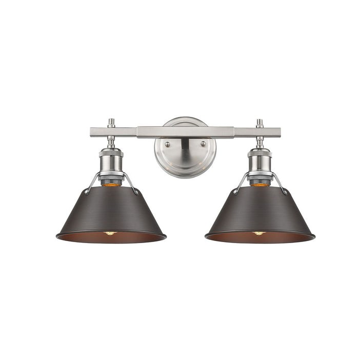 Golden 3306-BA2 PW-RBZ Two Light Bath Vanity, Pewter