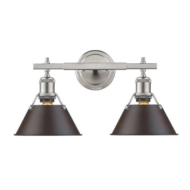 Golden 3306-BA2 PW-RBZ Two Light Bath Vanity, Pewter