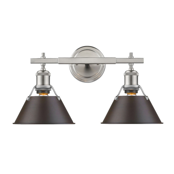Golden 3306-BA2 PW-RBZ Two Light Bath Vanity, Pewter