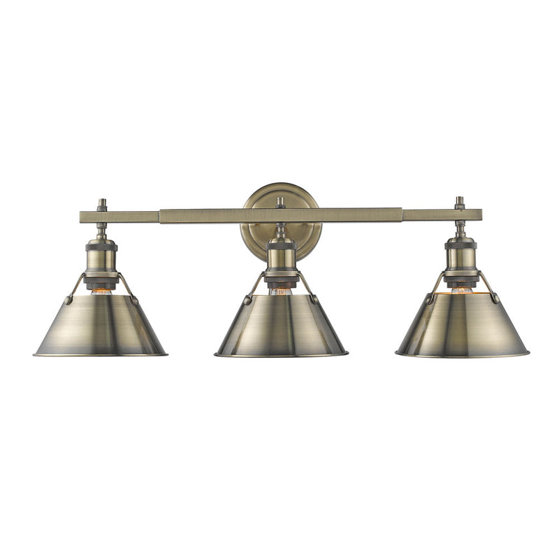 Golden 3306-BA3 AB-AB Three Light Bath Vanity, Aged Brass