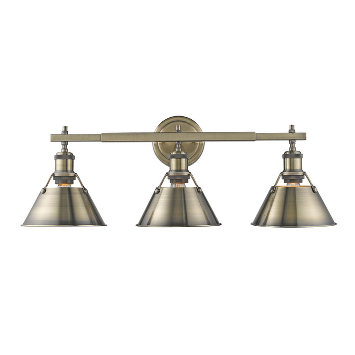 Golden 3306-BA3 AB-AB Three Light Bath Vanity, Aged Brass