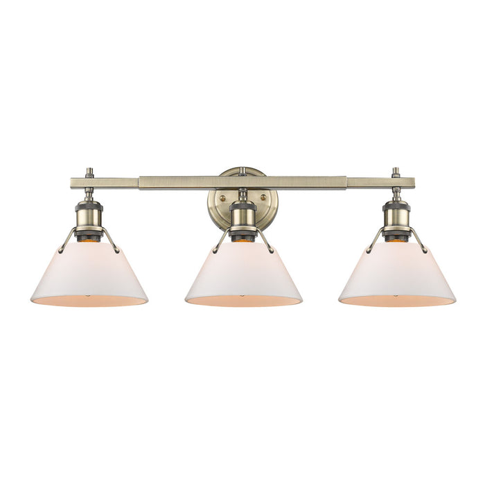 Golden 3306-BA3 AB-OP Three Light Bath Vanity, Aged Brass
