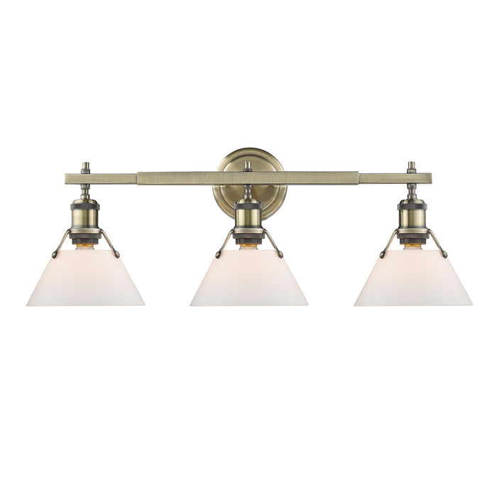 Golden 3306-BA3 AB-OP Three Light Bath Vanity, Aged Brass