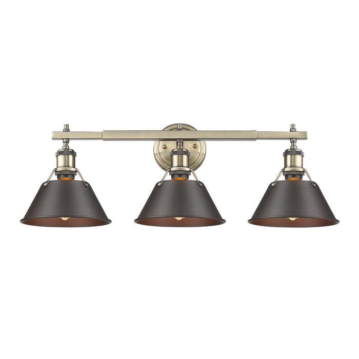 Golden 3306-BA3 AB-RBZ Three Light Bath Vanity, Aged Brass