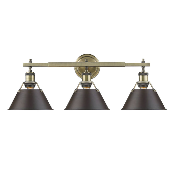 Golden 3306-BA3 AB-RBZ Three Light Bath Vanity, Aged Brass