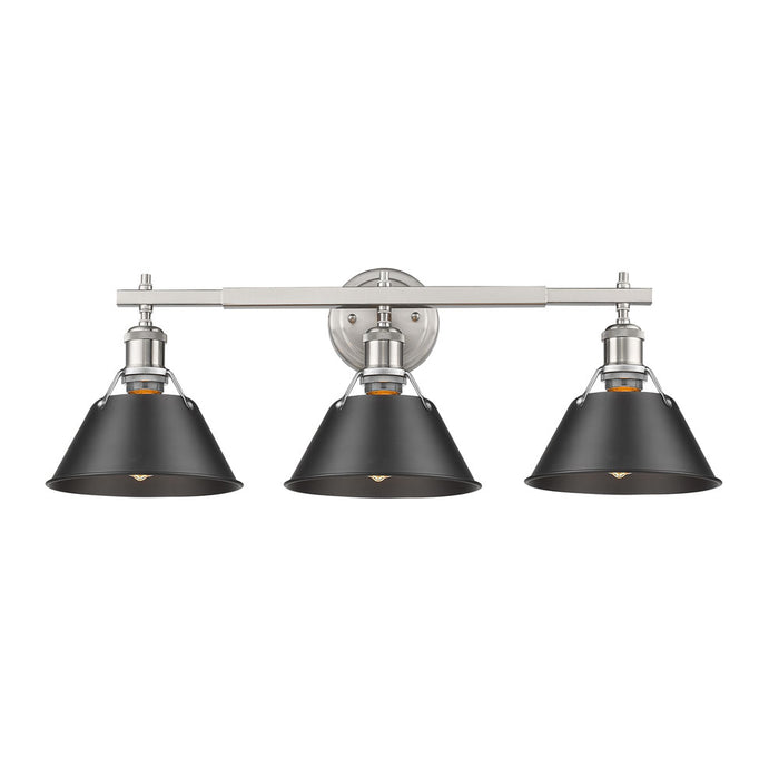 Golden 3306-BA3 PW-BLK Three Light Bath Vanity, Pewter