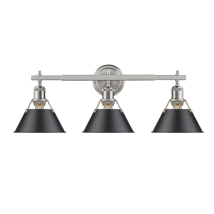 Golden 3306-BA3 PW-BLK Three Light Bath Vanity, Pewter