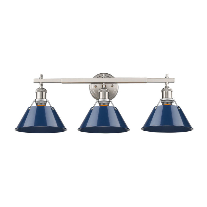Golden 3306-BA3 PW-NVY Three Light Bath Vanity, Pewter