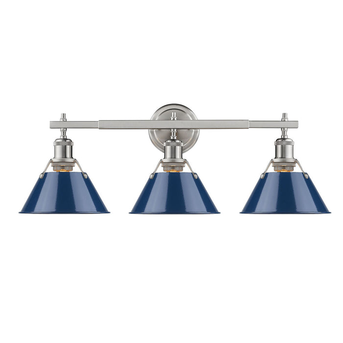Golden 3306-BA3 PW-NVY Three Light Bath Vanity, Pewter