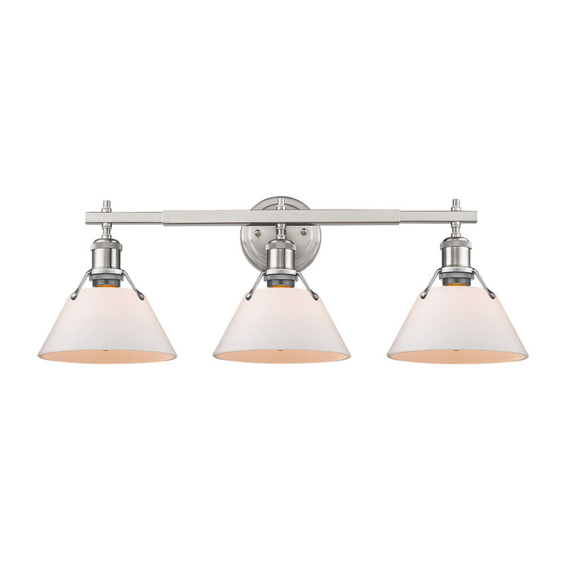 Golden 3306-BA3 PW-OP Three Light Bath Vanity, Pewter