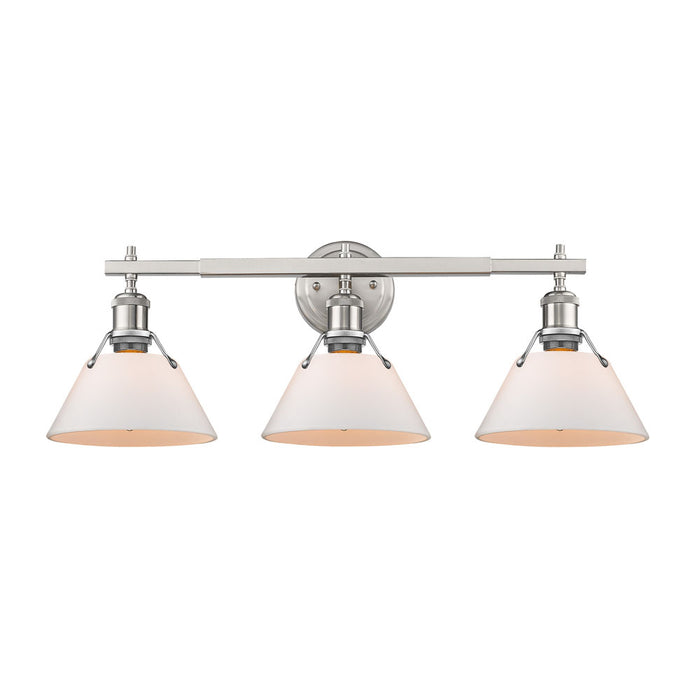 Golden 3306-BA3 PW-OP Three Light Bath Vanity, Pewter