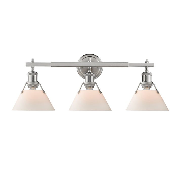 Golden 3306-BA3 PW-OP Three Light Bath Vanity, Pewter