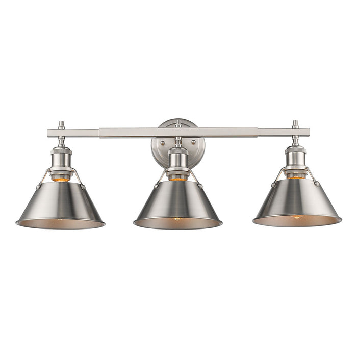 Golden 3306-BA3 PW-PW Three Light Bath Vanity, Pewter