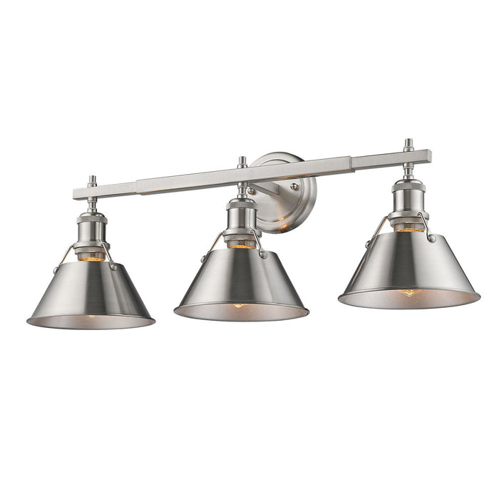 Golden 3306-BA3 PW-PW Three Light Bath Vanity, Pewter