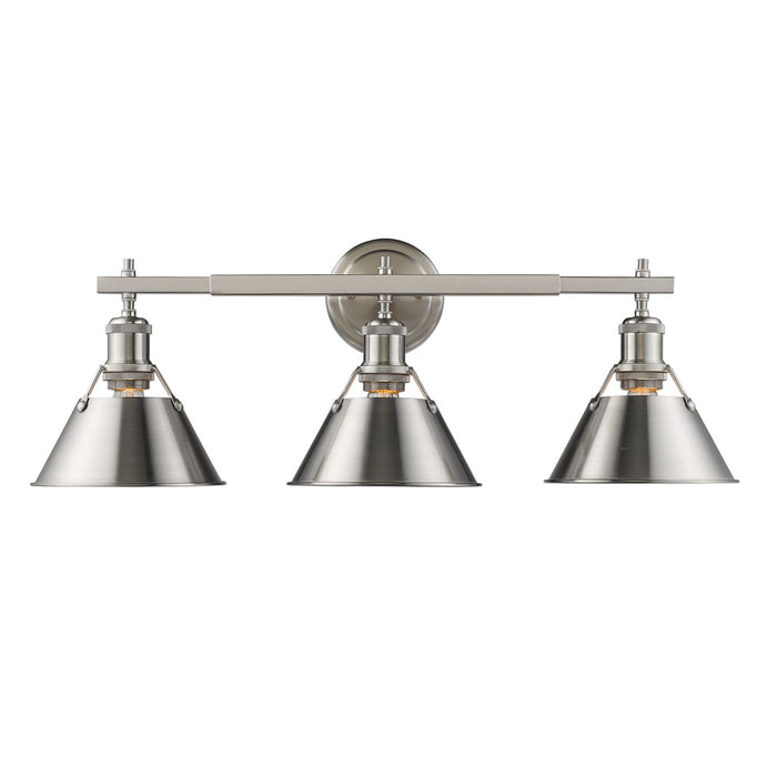 Golden 3306-BA3 PW-PW Three Light Bath Vanity, Pewter