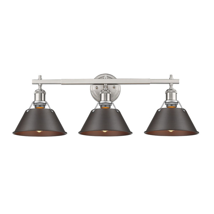 Golden 3306-BA3 PW-RBZ Three Light Bath Vanity, Pewter