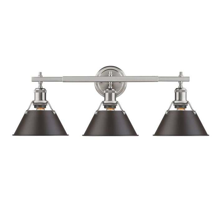 Golden 3306-BA3 PW-RBZ Three Light Bath Vanity, Pewter