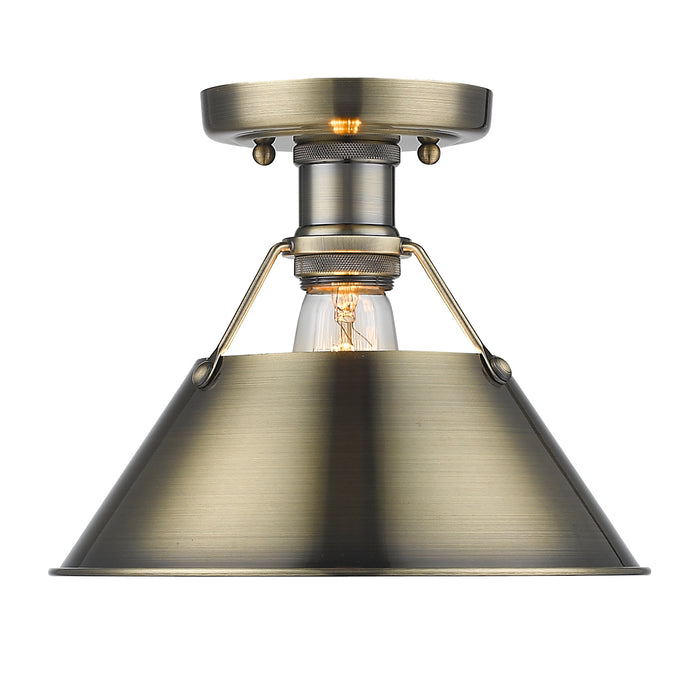 Golden 3306-FM AB-AB One Light Flush Mount, Aged Brass