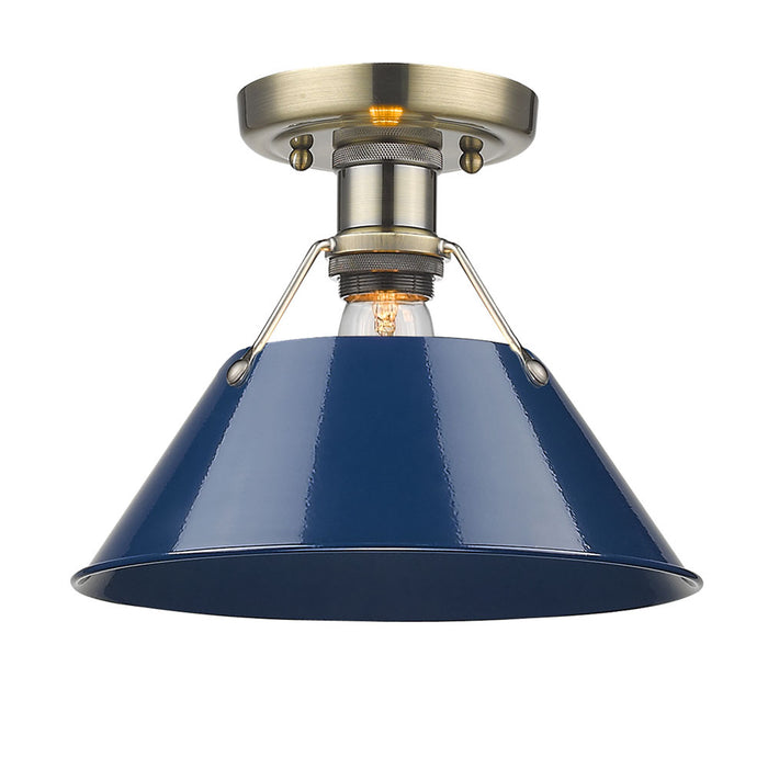 Golden 3306-FM AB-NVY One Light Flush Mount, Aged Brass