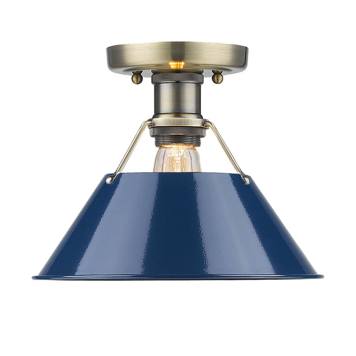 Golden 3306-FM AB-NVY One Light Flush Mount, Aged Brass