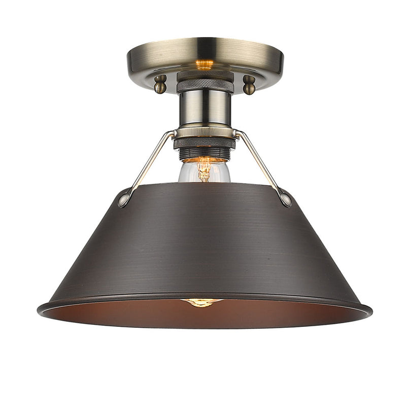 Golden 3306-FM AB-RBZ One Light Flush Mount, Aged Brass