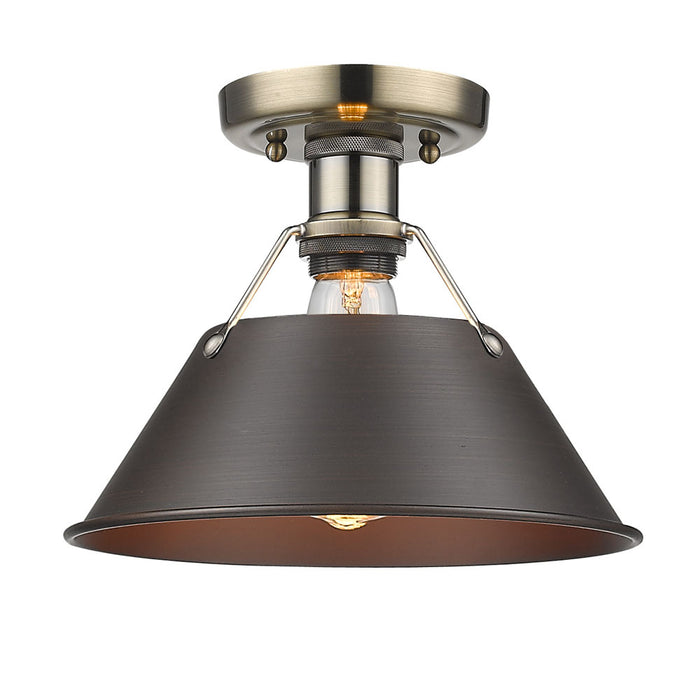 Golden 3306-FM AB-RBZ One Light Flush Mount, Aged Brass