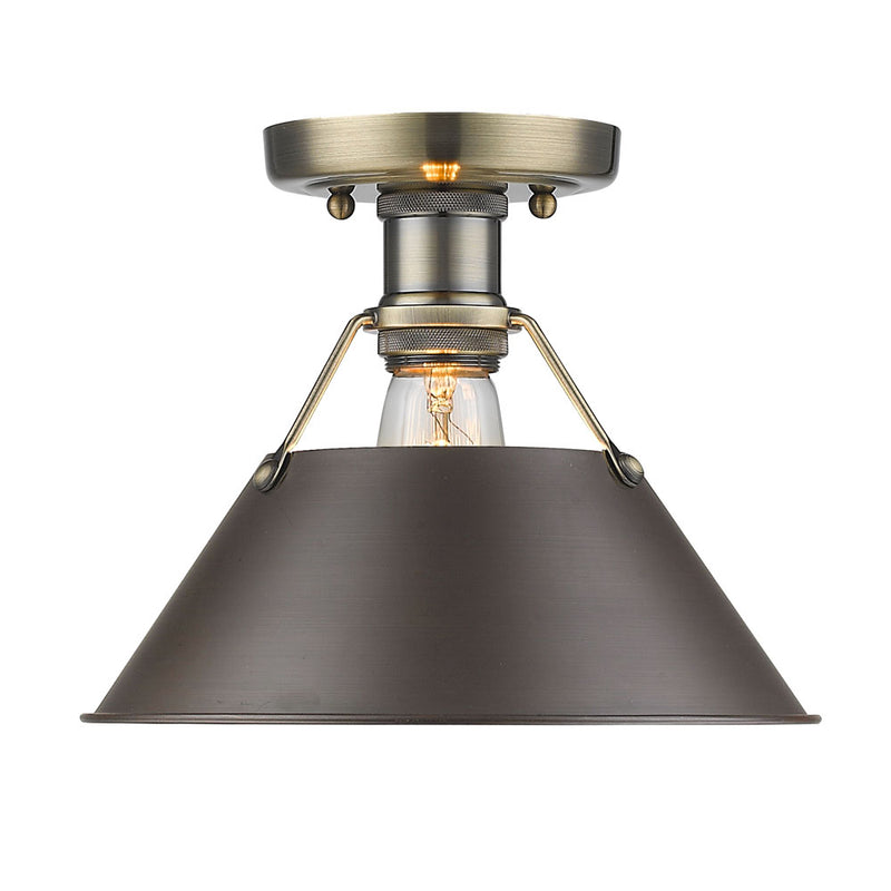 Golden 3306-FM AB-RBZ One Light Flush Mount, Aged Brass