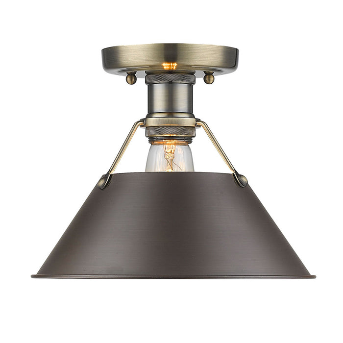 Golden 3306-FM AB-RBZ One Light Flush Mount, Aged Brass