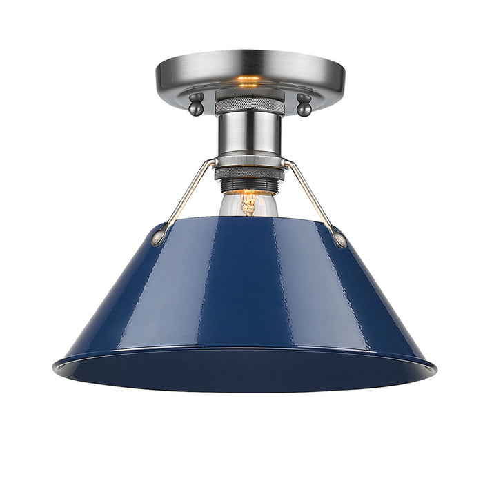 Golden 3306-FM PW-NVY One Light Flush Mount, Pewter