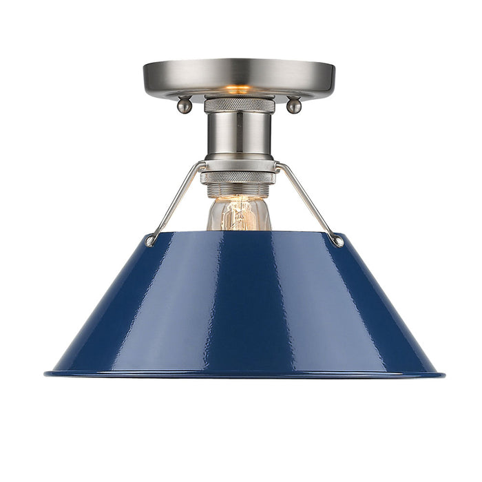 Golden 3306-FM PW-NVY One Light Flush Mount, Pewter