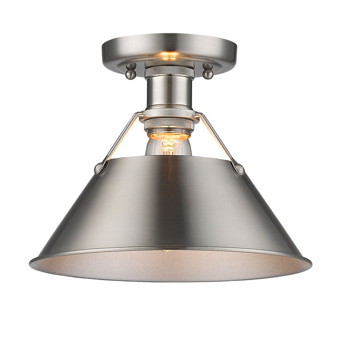 Golden 3306-FM PW-PW One Light Flush Mount, Pewter