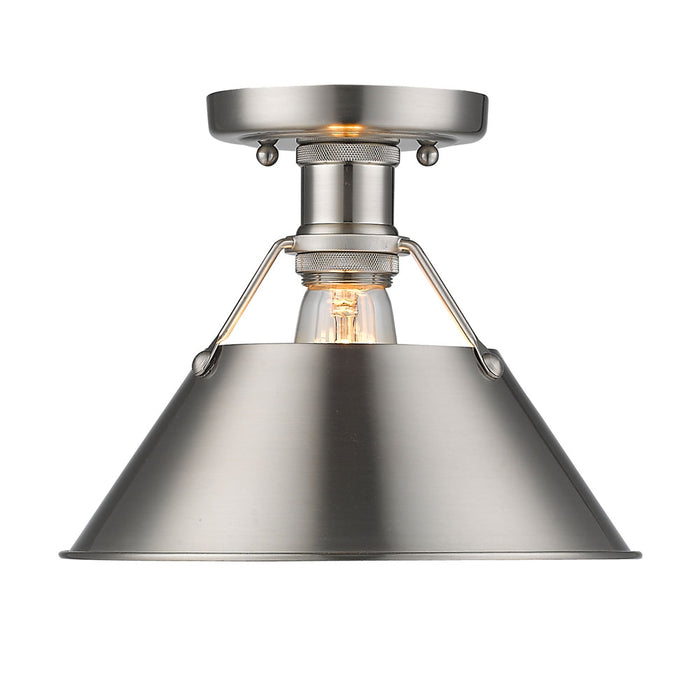 Golden 3306-FM PW-PW One Light Flush Mount, Pewter