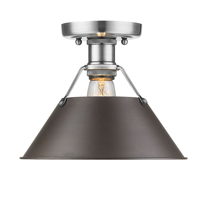 Golden 3306-FM PW-RBZ One Light Flush Mount, Pewter
