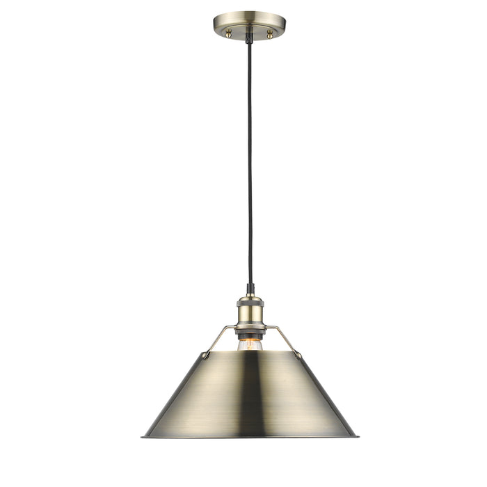 Golden 3306-L AB-AB One Light Pendant, Aged Brass