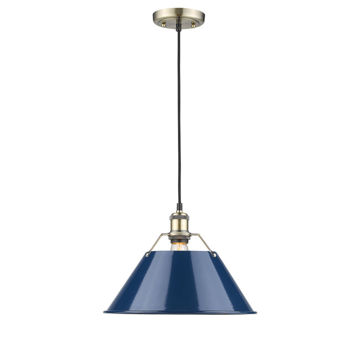 Golden 3306-L AB-NVY One Light Pendant, Aged Brass