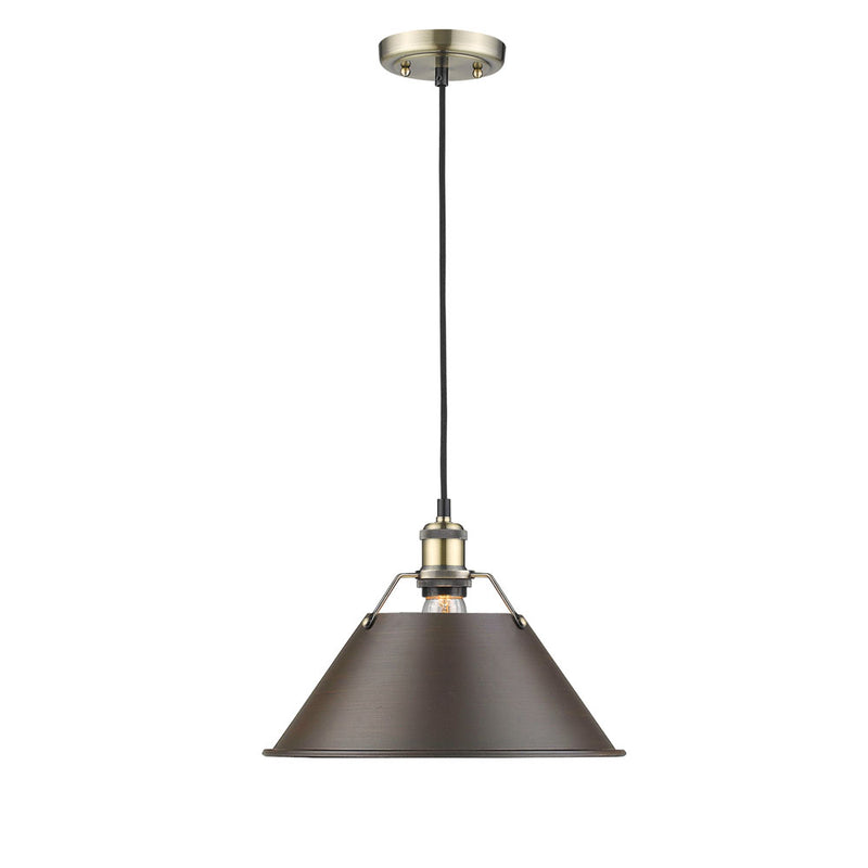 Golden 3306-L AB-RBZ One Light Pendant, Aged Brass