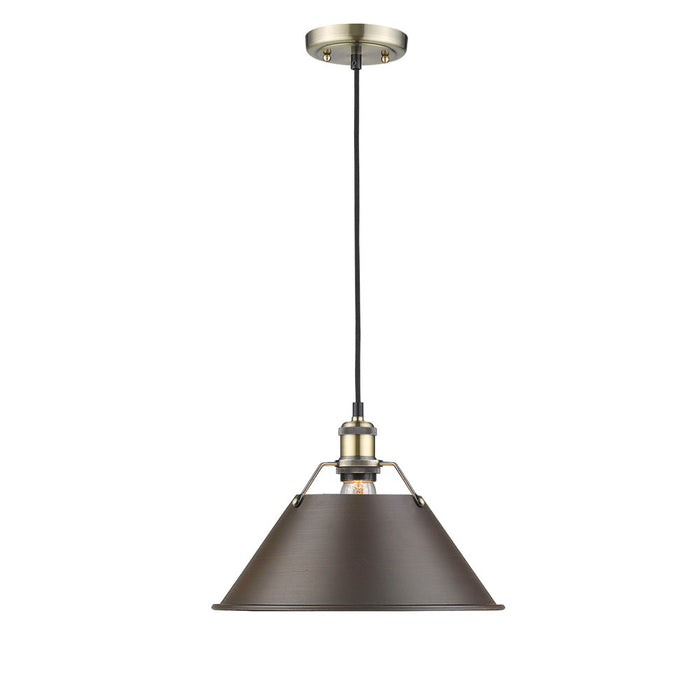 Golden 3306-L AB-RBZ One Light Pendant, Aged Brass