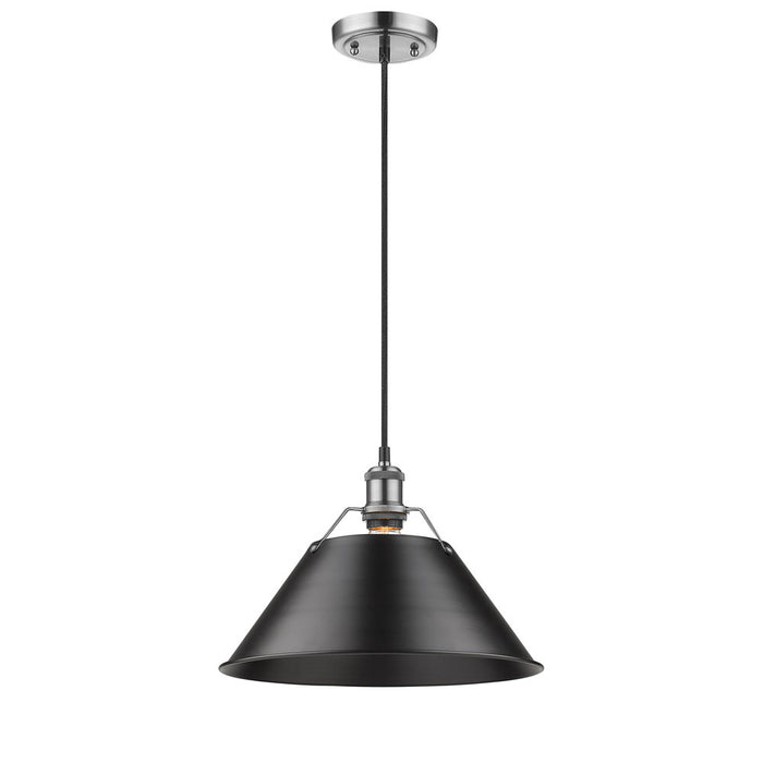 Golden 3306-L PW-BLK One Light Pendant, Pewter