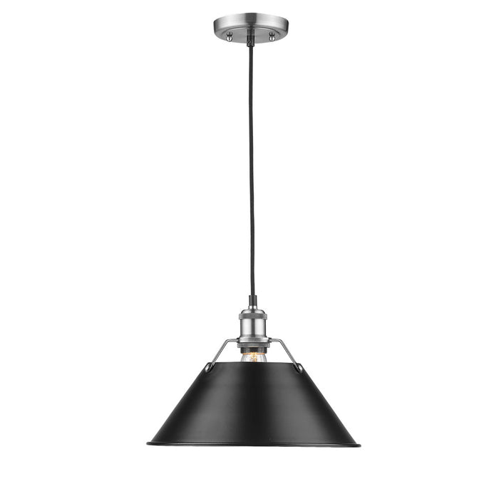 Golden 3306-L PW-BLK One Light Pendant, Pewter