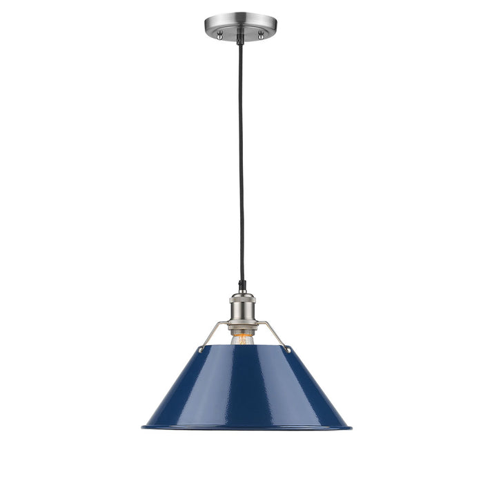 Golden 3306-L PW-NVY One Light Pendant, Pewter