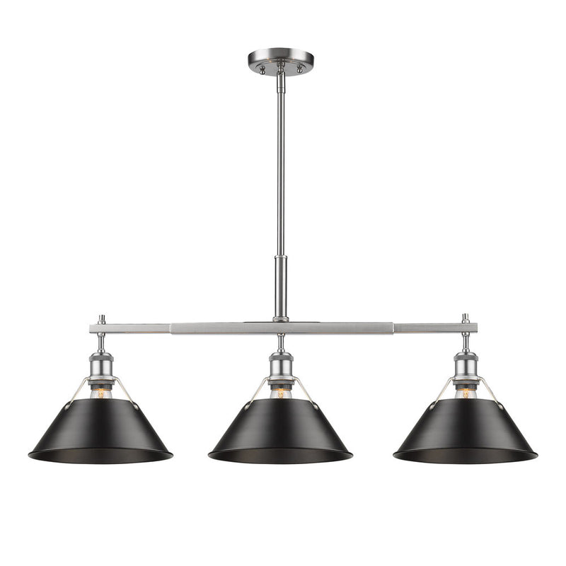 Golden 3306-LP PW-BLK Three Light Linear Pendant, Pewter