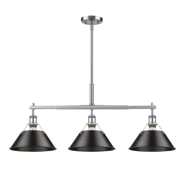 Golden 3306-LP PW-BLK Three Light Linear Pendant, Pewter