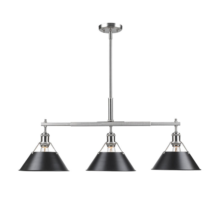 Golden 3306-LP PW-BLK Three Light Linear Pendant, Pewter