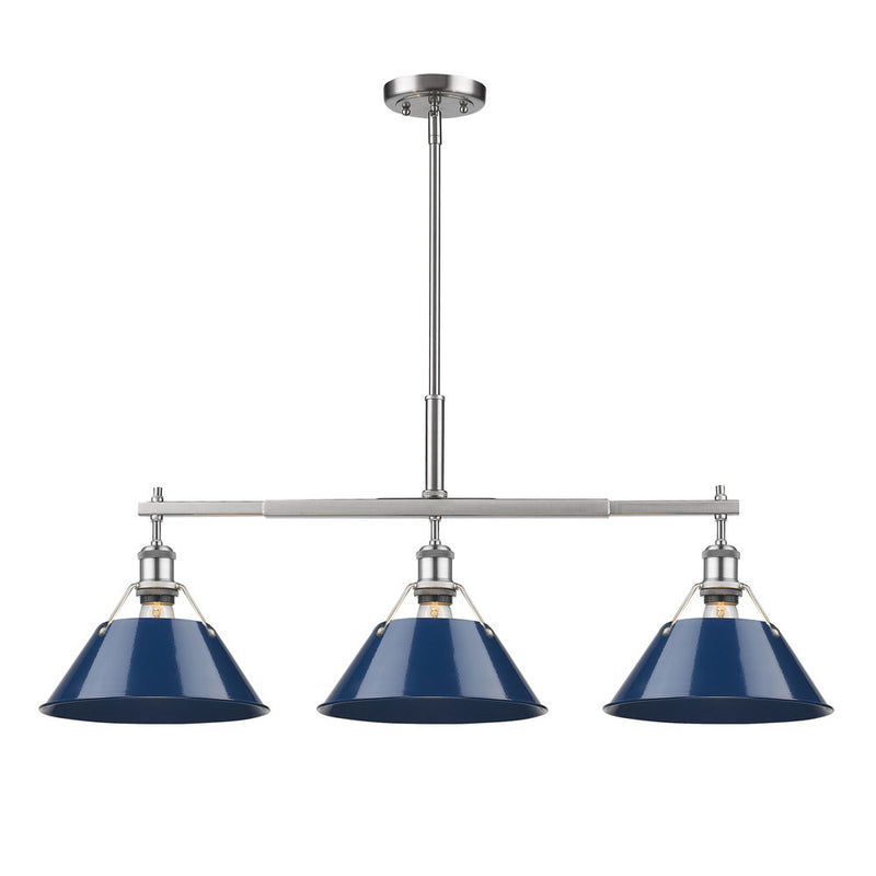 Golden 3306-LP PW-NVY Three Light Linear Pendant, Pewter