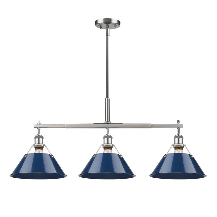 Golden 3306-LP PW-NVY Three Light Linear Pendant, Pewter