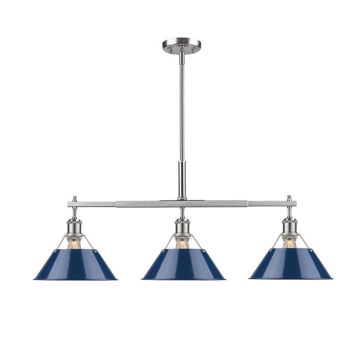 Golden 3306-LP PW-NVY Three Light Linear Pendant, Pewter