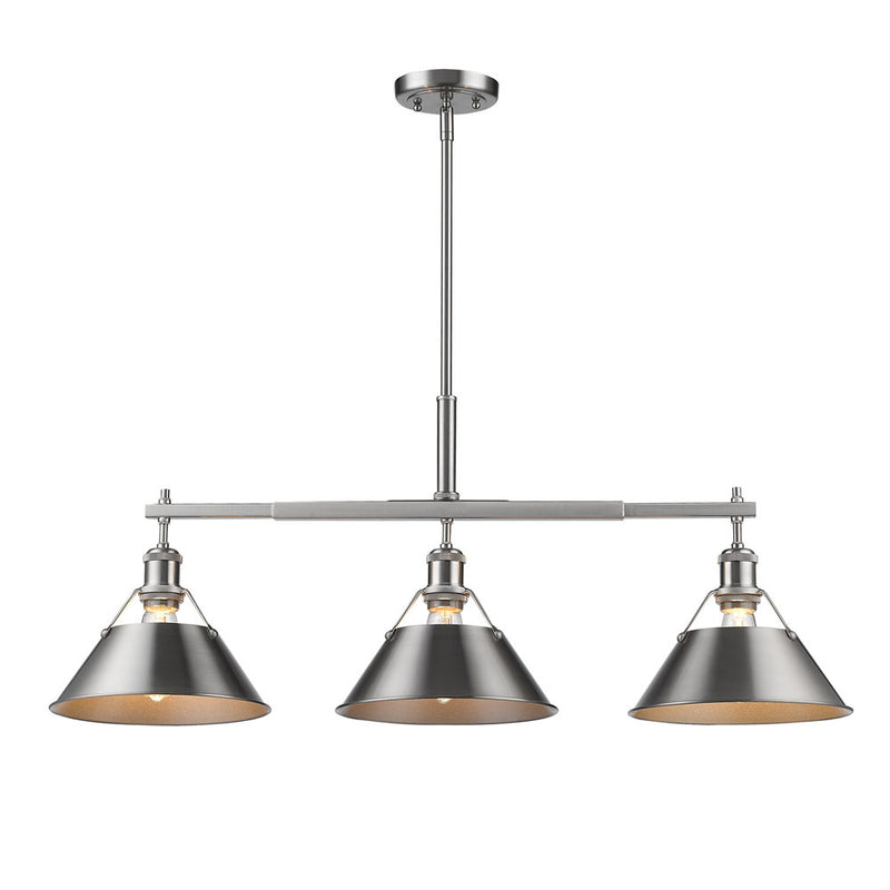 Golden 3306-LP PW-PW Three Light Linear Pendant, Pewter