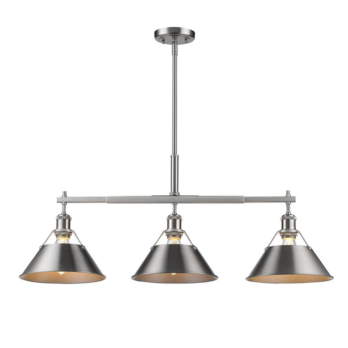 Golden 3306-LP PW-PW Three Light Linear Pendant, Pewter
